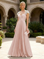 A-Line Chiffon Pleated Floor-Length Mother of the Bride & Groom Dresses with Ruched Corset (SHI22500766)