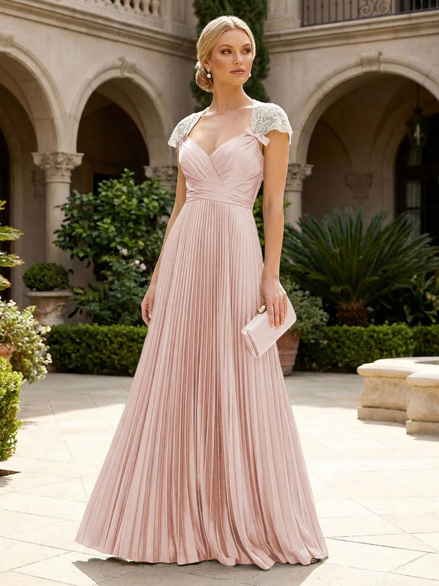 A-Line Chiffon Pleated Floor-Length Mother of the Bride & Groom Dresses with Ruched Corset (SHI22500766)
