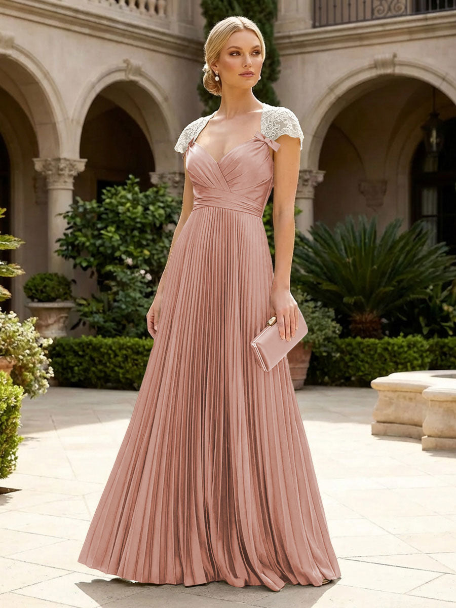 A-Line Chiffon Pleated Floor-Length Mother of the Bride & Groom Dresses with Ruched Corset (SHI22500766)