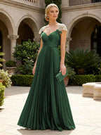 A-Line Chiffon Pleated Floor-Length Mother of the Bride & Groom Dresses with Ruched Corset (SHI22500766)