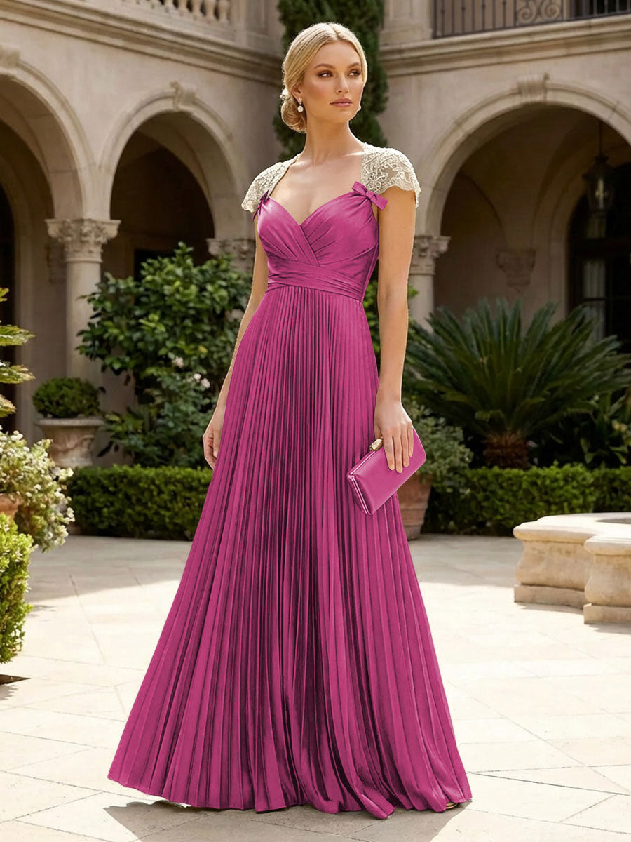 A-Line Chiffon Pleated Floor-Length Mother of the Bride & Groom Dresses with Ruched Corset (SHI22500766)