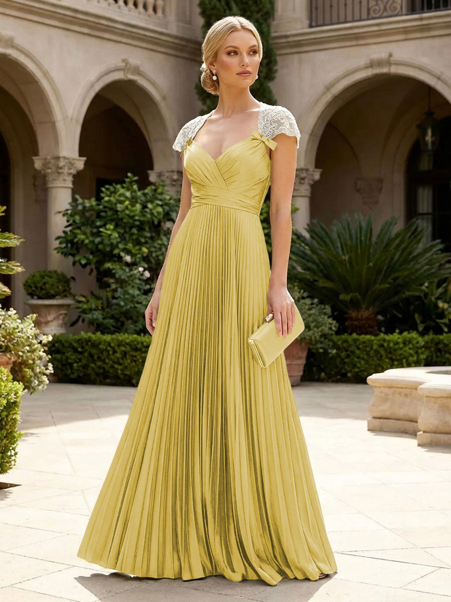A-Line Chiffon Pleated Floor-Length Mother of the Bride & Groom Dresses with Ruched Corset (SHI22500766)