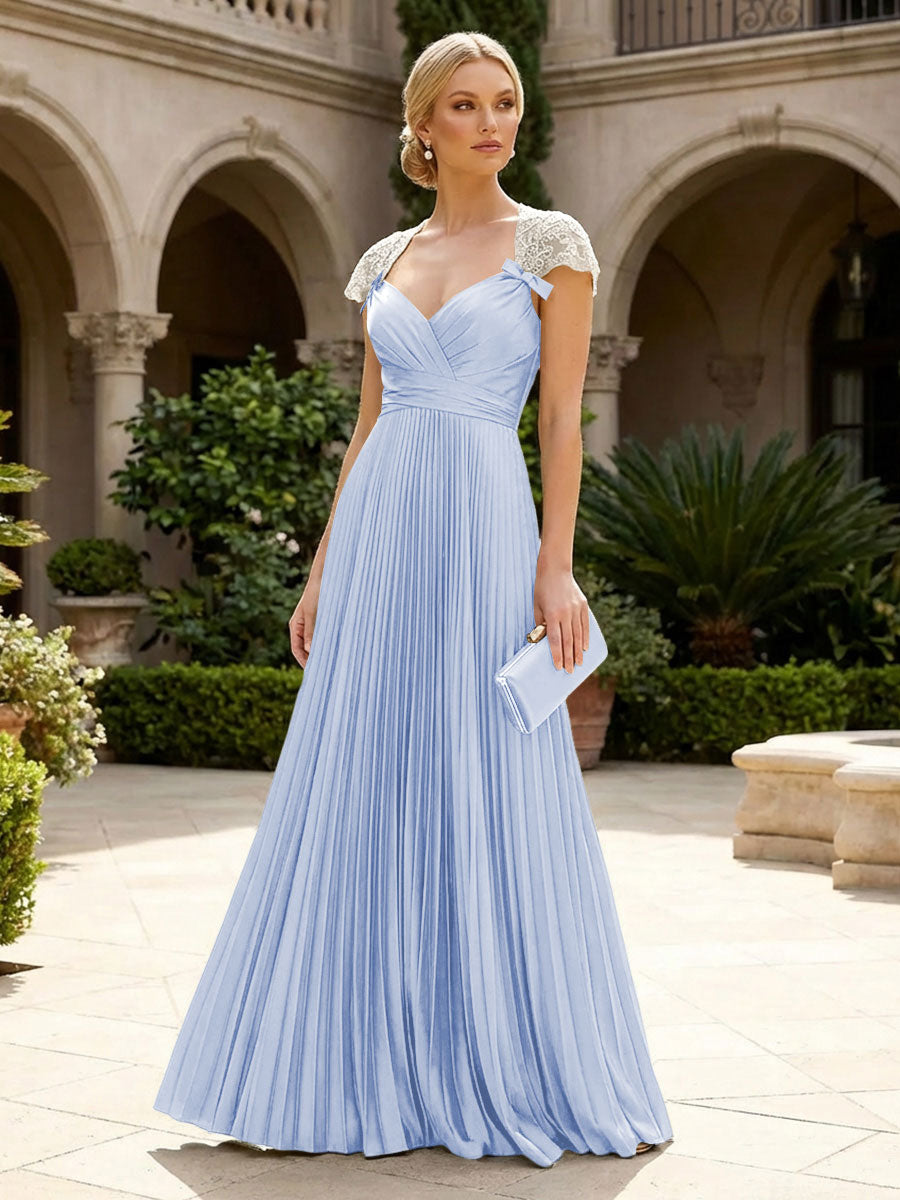 A-Line Chiffon Pleated Floor-Length Mother of the Bride & Groom Dresses with Ruched Corset (SHI22500766)
