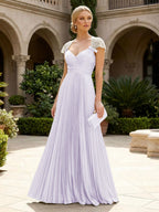A-Line Chiffon Pleated Floor-Length Mother of the Bride & Groom Dresses with Ruched Corset (SHI22500766)