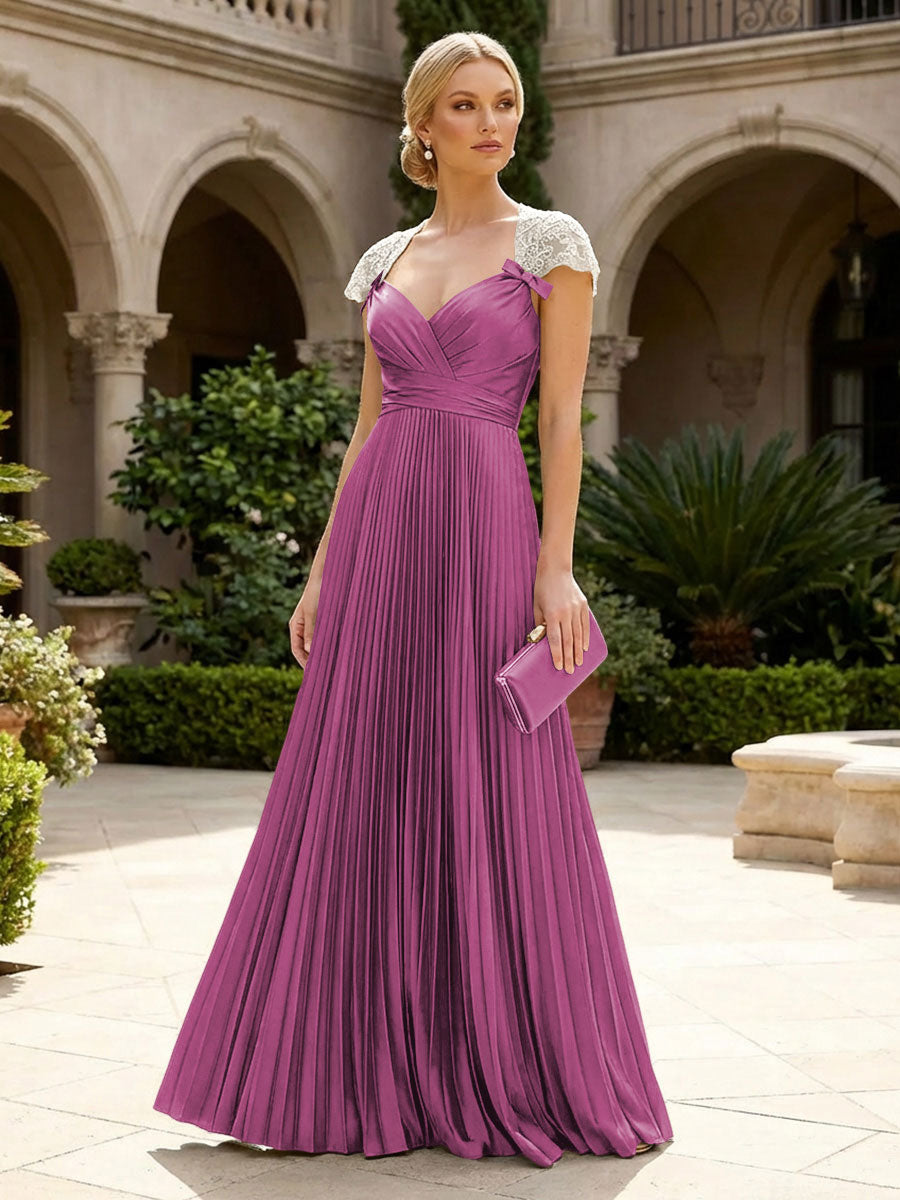 A-Line Chiffon Pleated Floor-Length Mother of the Bride & Groom Dresses with Ruched Corset (SHI22500766)