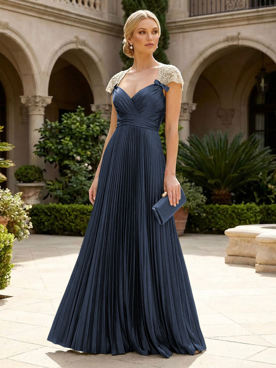 A-Line Chiffon Pleated Floor-Length Mother of the Bride & Groom Dresses with Ruched Corset (SHI22500766)