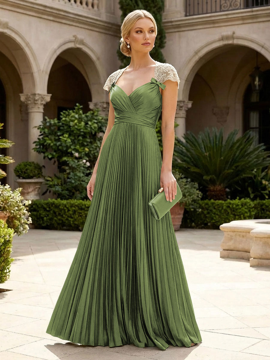 A-Line Chiffon Pleated Floor-Length Mother of the Bride & Groom Dresses with Ruched Corset (SHI22500766)