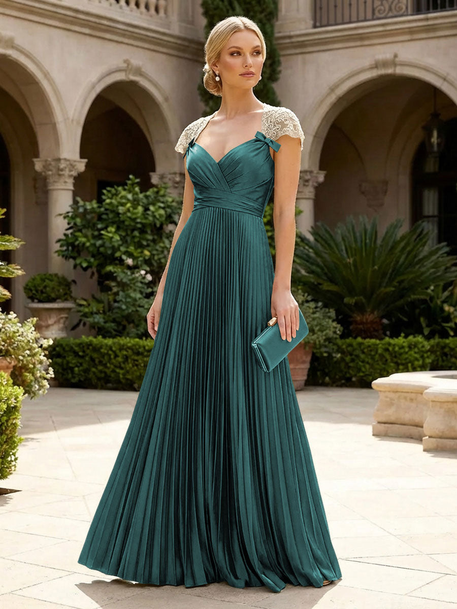 A-Line Chiffon Pleated Floor-Length Mother of the Bride & Groom Dresses with Ruched Corset (SHI22500766)