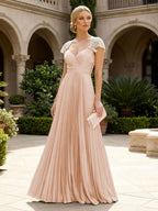 A-Line Chiffon Pleated Floor-Length Mother of the Bride & Groom Dresses with Ruched Corset (SHI22500766)