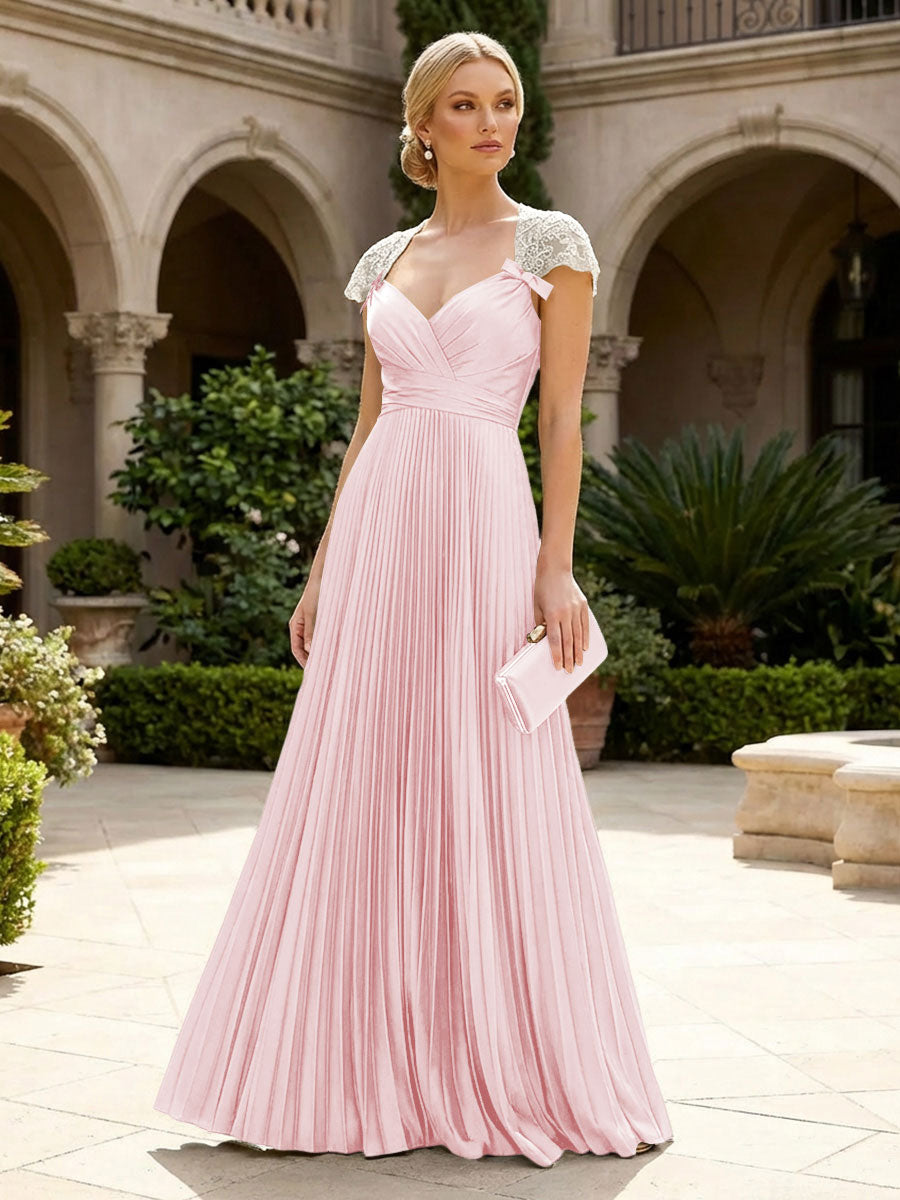 A-Line Chiffon Pleated Floor-Length Mother of the Bride & Groom Dresses with Ruched Corset (SHI22500766)