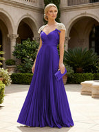 A-Line Chiffon Pleated Floor-Length Mother of the Bride & Groom Dresses with Ruched Corset (SHI22500766)