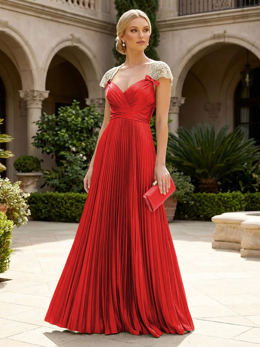 A-Line Chiffon Pleated Floor-Length Mother of the Bride & Groom Dresses with Ruched Corset (SHI22500766)