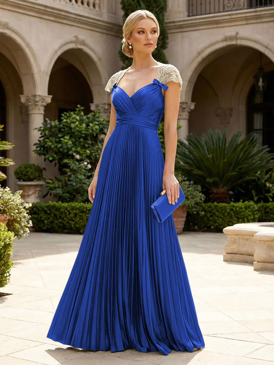 A-Line Chiffon Pleated Floor-Length Mother of the Bride & Groom Dresses with Ruched Corset (SHI22500766)