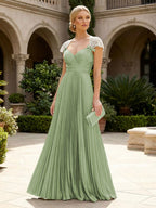 A-Line Chiffon Pleated Floor-Length Mother of the Bride & Groom Dresses with Ruched Corset (SHI22500766)