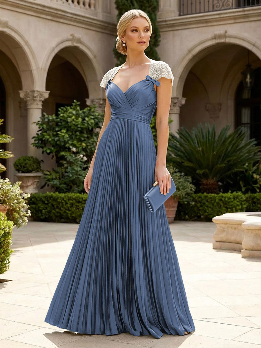 A-Line Chiffon Pleated Floor-Length Mother of the Bride & Groom Dresses with Ruched Corset (SHI22500766)