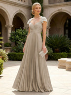 A-Line Chiffon Pleated Floor-Length Mother of the Bride & Groom Dresses with Ruched Corset (SHI22500766)