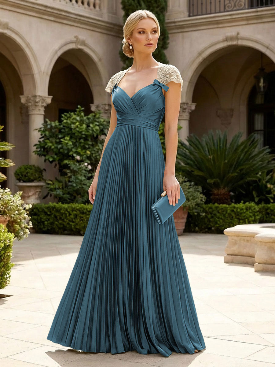 A-Line Chiffon Pleated Floor-Length Mother of the Bride & Groom Dresses with Ruched Corset (SHI22500766)