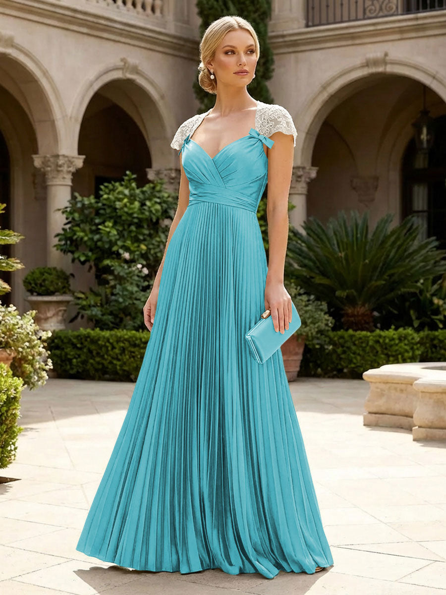 A-Line Chiffon Pleated Floor-Length Mother of the Bride & Groom Dresses with Ruched Corset (SHI22500766)