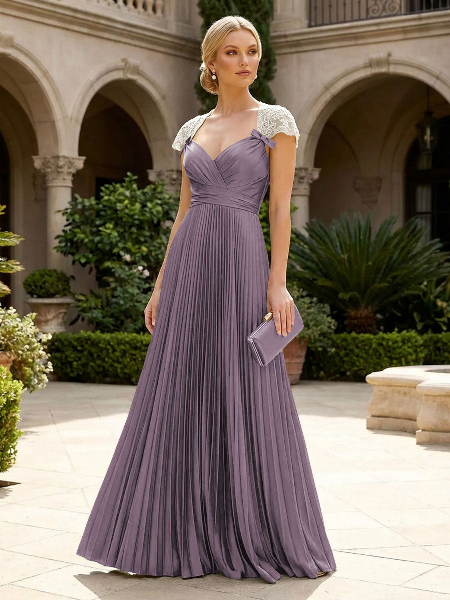A-Line Chiffon Pleated Floor-Length Mother of the Bride & Groom Dresses with Ruched Corset (SHI22500766)