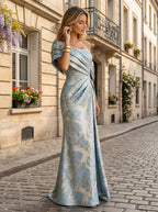 Sheath Satin Jacquard Off Shoulder Floor-Length Mother of the Bride & Groom Dresses (SHI22500823)