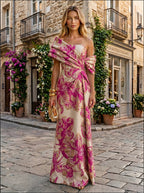 Sheath Satin Jacquard Off Shoulder Floor-Length Mother of the Bride & Groom Dresses (SHI22500823)