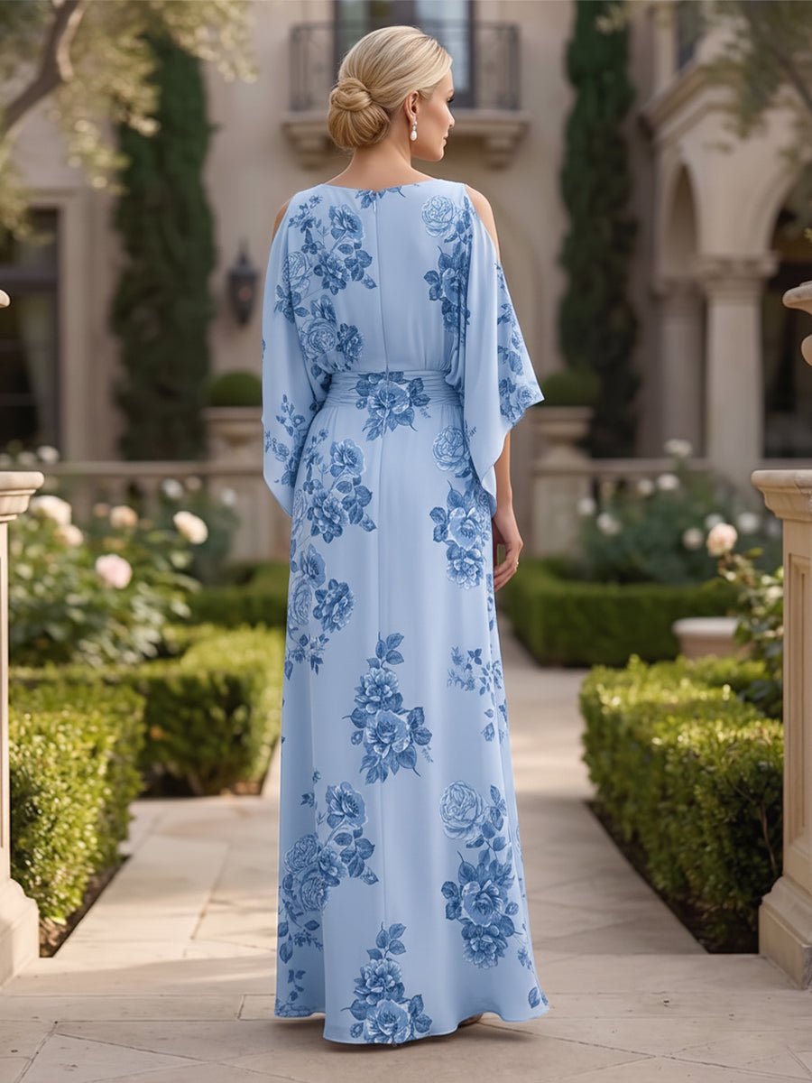 Floral Print A-Line/Princess Scoop Neck Floor-Length Mother of the Bride & Groom Dresses with Pockets (SHI22500916)