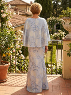 Jacquard Sheath/Column Scoop Neck Floor-Length Mother of the Bride & Groom Dresses with Ruched Waist (SHI22500921)