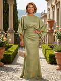 Jacquard Sheath/Column Scoop Neck Floor-Length Mother of the Bride & Groom Dresses with Ruched Waist (SHI22500922)