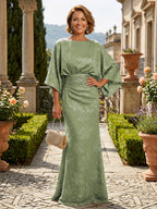 Jacquard Sheath/Column Scoop Neck Floor-Length Mother of the Bride & Groom Dresses with Ruched Waist (SHI22500922)