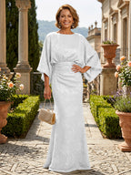 Jacquard Sheath/Column Scoop Neck Floor-Length Mother of the Bride & Groom Dresses with Ruched Waist (SHI22500922)