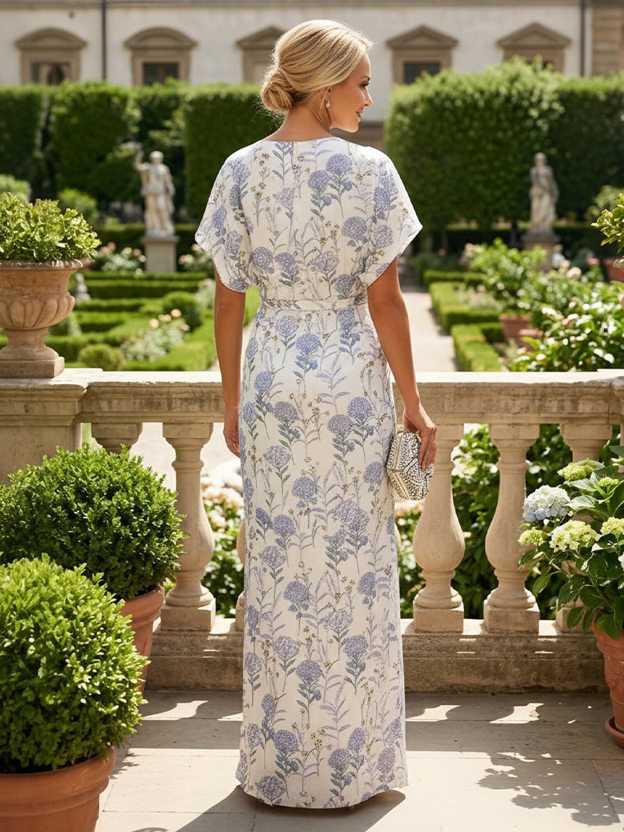 Jacquard A-Line/Princess Scoop Neck Floor-Length Mother of the Bride & Groom Dresses with Ruffles & Ruched Waist (SHI22501349)