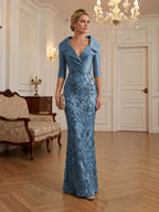 Sequin Floral Sheath Floor-Length Mother of the Bride & Groom Dresses with Satin Bodice (SHI22500925)