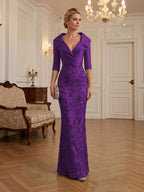 Sequin Floral Sheath Floor-Length Mother of the Bride & Groom Dresses with Satin Bodice (SHI22500925)
