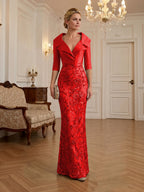 Sequin Floral Sheath Floor-Length Mother of the Bride & Groom Dresses with Satin Bodice (SHI22500925)