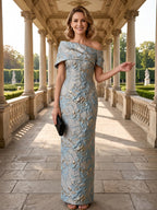 Jacquard A-Line/Princess One Shoulder Floor-Length Mother of the Bride & Groom Dresses with Ruffles & Ruched Waist (SHI22501289)