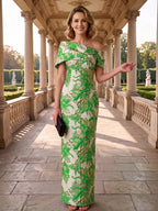 Jacquard Sheath Off the Shoulder Ruched Corset Mother of the Bride & Groom Dresses (SHI22500958)