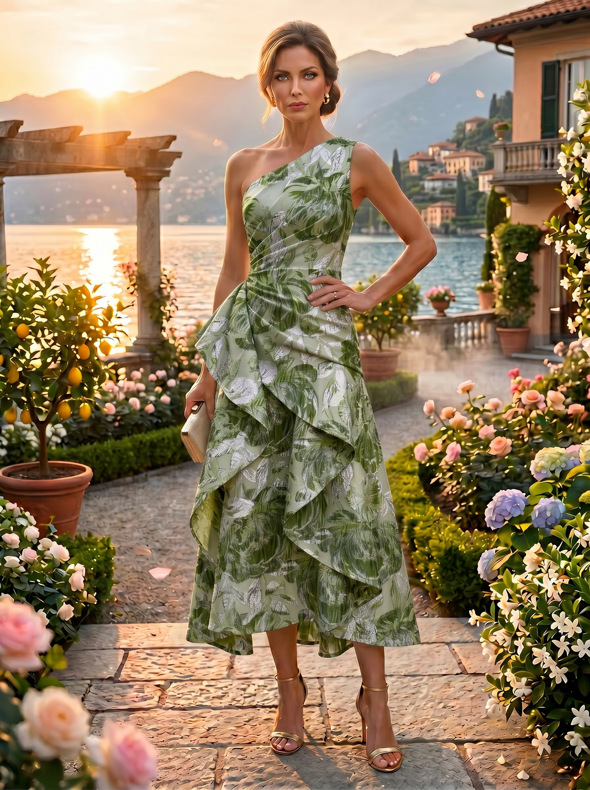 Jacquard A Line V Neck Ruffles Corset Mother of the Bride & Groom Dresses (SHI22500967)