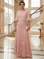 Chiffon A-Line/Princess Scoop Neck Floor-Length Mother of the Bride & Groom Dresses with Ruched Waist (SHI22501277)