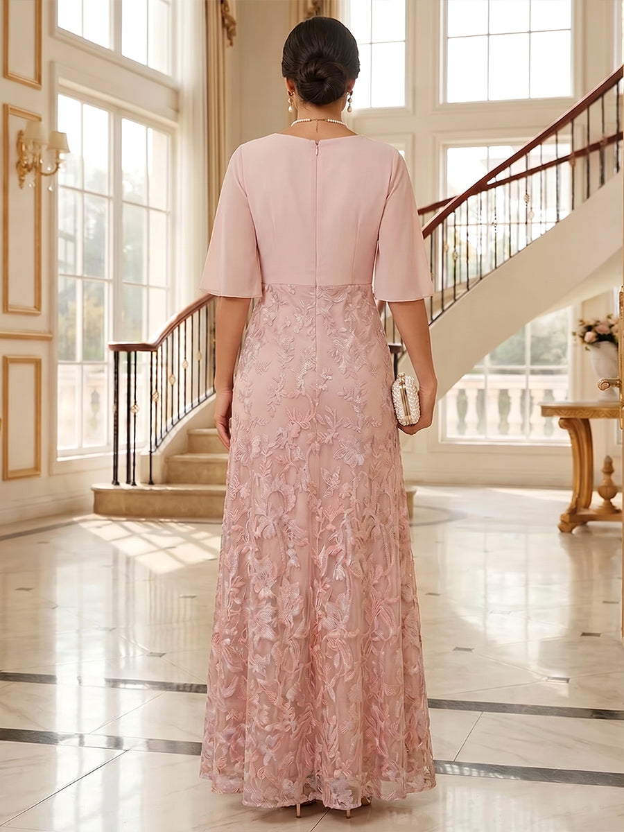 Chiffon A-Line/Princess Scoop Neck Floor-Length Mother of the Bride & Groom Dresses with Ruched Waist (SHI22501277)
