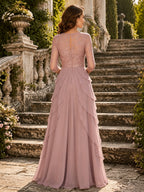 Jacquard A-Line/Princess V-Neck Floor-Length Mother of the Bride & Groom Dresses with Ruched Waist (SHI22501061)
