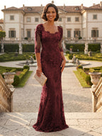 Lace Appliques Sheath/Column Scoop Neck Floor-Length Mother of the Bride & Groom Dresses for Women (SHI22501013)