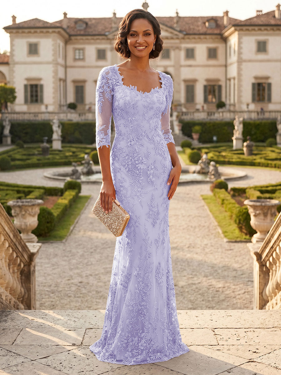 Lace Appliques Sheath/Column Scoop Neck Floor-Length Mother of the Bride & Groom Dresses for Women (SHI22501013)