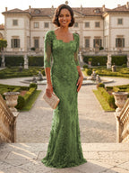 Lace Appliques Sheath/Column Scoop Neck Floor-Length Mother of the Bride & Groom Dresses for Women (SHI22501013)