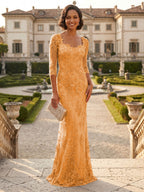 Lace Appliques Sheath/Column Scoop Neck Floor-Length Mother of the Bride & Groom Dresses for Women (SHI22501013)