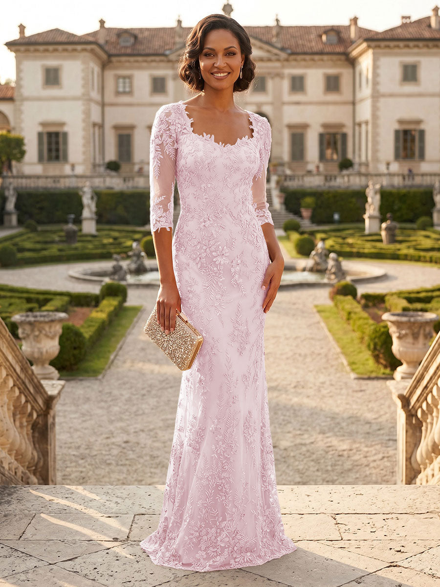 Lace Appliques Sheath/Column Scoop Neck Floor-Length Mother of the Bride & Groom Dresses for Women (SHI22501013)