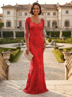 Lace Appliques Sheath/Column Scoop Neck Floor-Length Mother of the Bride & Groom Dresses for Women (SHI22501013)