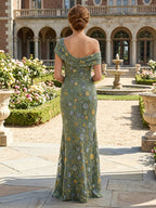 Lace Sheath/Column One Shoulder Floor-Length Mother of the Bride & Groom Dresses with Ruched Waist (SHI22500892)