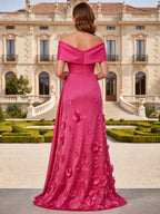 Tulle A-Line/Princess V-Neck Floor-Length Mother of the Bride & Groom Dresses with 3D Flowers (SHI22501351)