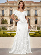 Tulle A-Line/Princess Off Shoulder Floor-Length Mother of the Bride & Groom Dresses with 3D Flowers (SHI22501019)