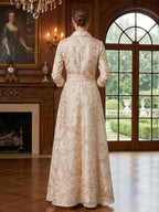 Jacquard A-Line/Princess V-Neck Floor-Length Mother of the Bride & Groom Dresses with Belt (SHI22500943)